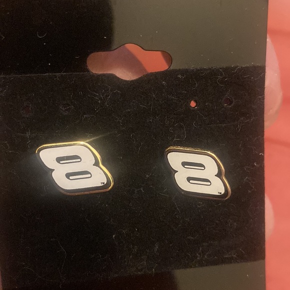 Dale Earnhardt NASCAR number 8 pierced earrings (also Kyle Busch in 2023) - Picture 2 of 3